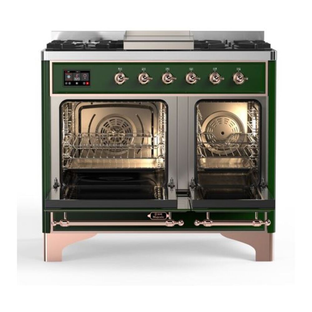 ILVE Majestic II 40 inch Triple Glass Door Natural Gas Dual Fuel Range Copper Emerald Green