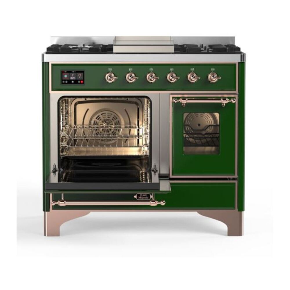 ILVE Majestic II 40 inch Triple Glass Door Natural Gas Dual Fuel Range Copper Emerald Green