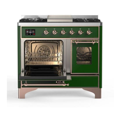ILVE Majestic II 40 inch Triple Glass Door Natural Gas Dual Fuel Range Copper Emerald Green