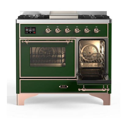 ILVE Majestic II 40 inch Triple Glass Door Natural Gas Dual Fuel Range Copper Emerald Green