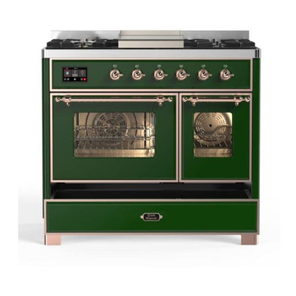 ILVE Majestic II 40 inch Triple Glass Door Natural Gas Dual Fuel Range Copper Emerald Green