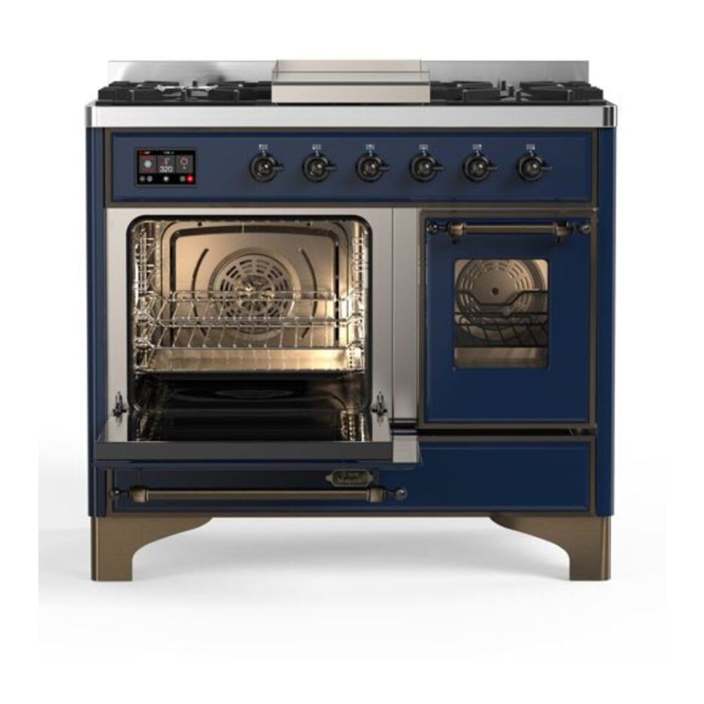 ILVE Majestic II 40 inch Triple Glass Door Natural Gas Dual Fuel Range Burnished Midnight Blue