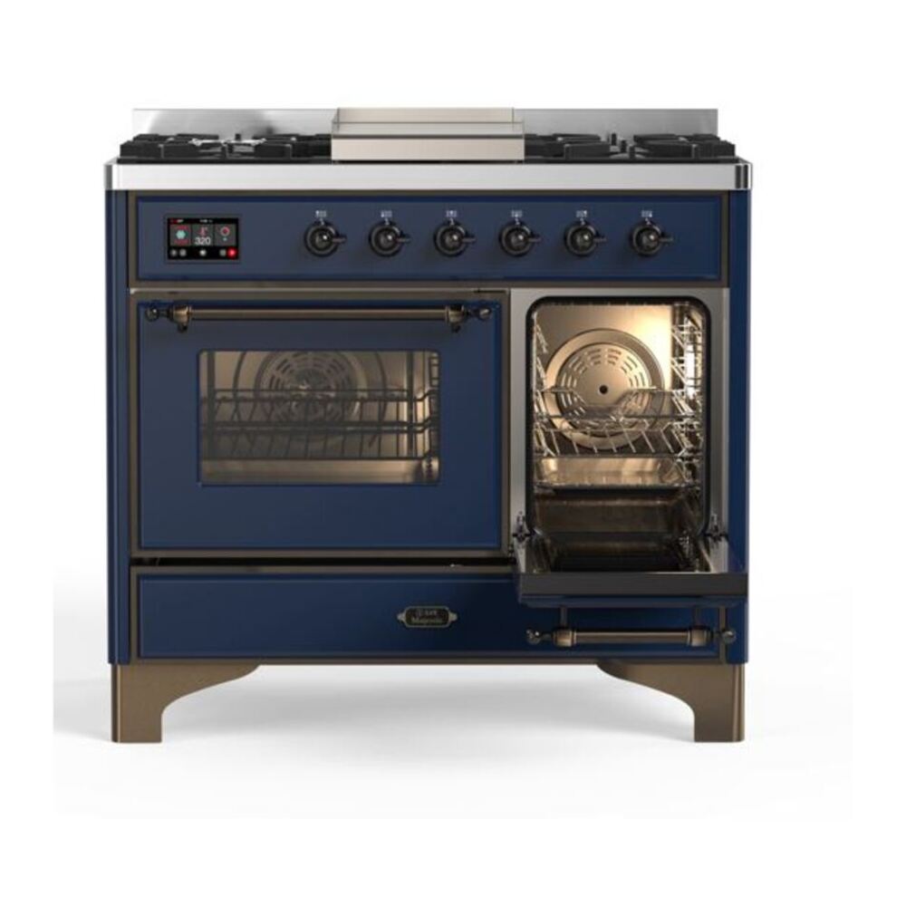 ILVE Majestic II 40 inch Triple Glass Door Natural Gas Dual Fuel Range Burnished Midnight Blue