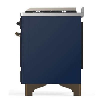 ILVE Majestic II 40 inch Triple Glass Door Natural Gas Dual Fuel Range Burnished Midnight Blue