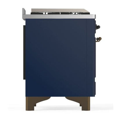 ILVE Majestic II 40 inch Triple Glass Door Natural Gas Dual Fuel Range Burnished Midnight Blue