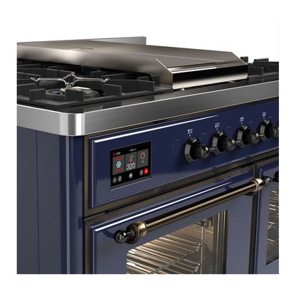 ILVE Majestic II 40 inch Triple Glass Door Natural Gas Dual Fuel Range Burnished Midnight Blue