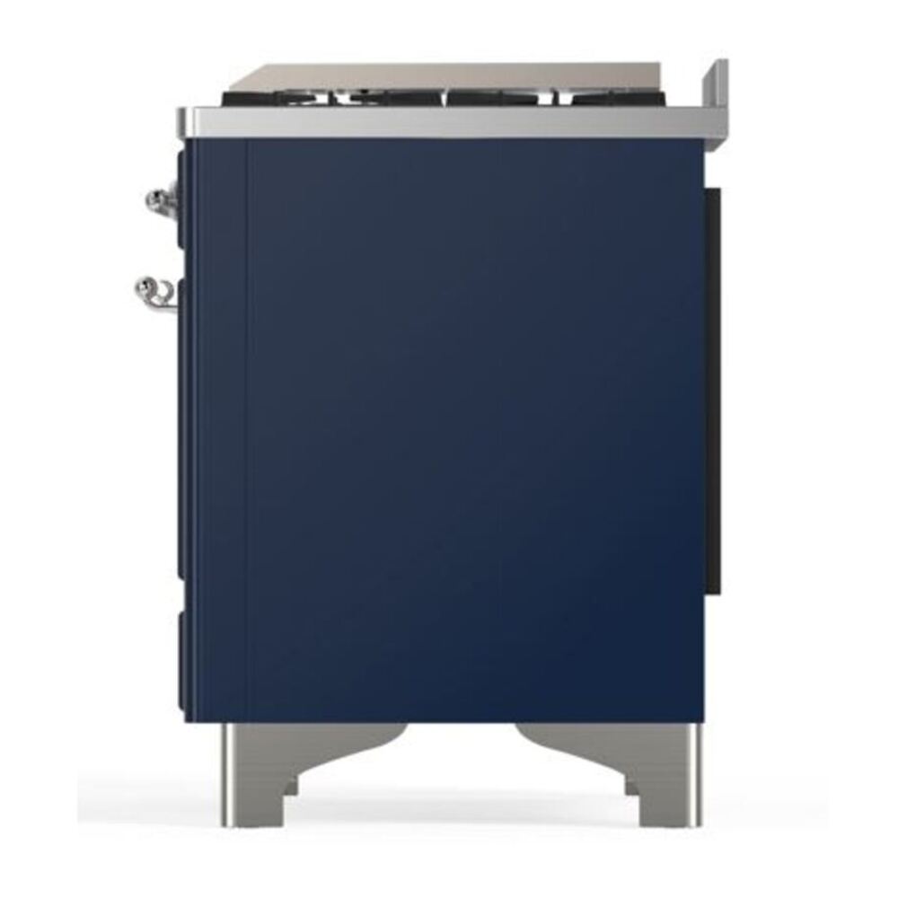 ILVE Majestic II 40 inch Triple Glass Door Natural Gas Dual Fuel Range Chrome Midnight Blue
