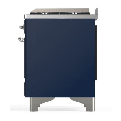 ILVE Majestic II 40 inch Triple Glass Door Natural Gas Dual Fuel Range Chrome Midnight Blue