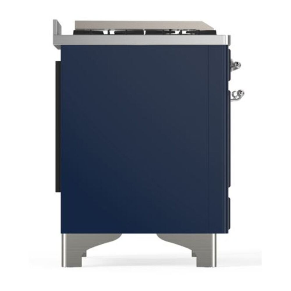 ILVE Majestic II 40 inch Triple Glass Door Natural Gas Dual Fuel Range Chrome Midnight Blue