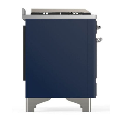 ILVE Majestic II 40 inch Triple Glass Door Natural Gas Dual Fuel Range Chrome Midnight Blue