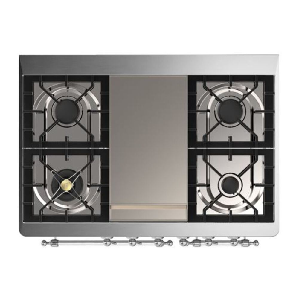 ILVE Majestic II 40 inch Triple Glass Door Natural Gas Dual Fuel Range Chrome Midnight Blue