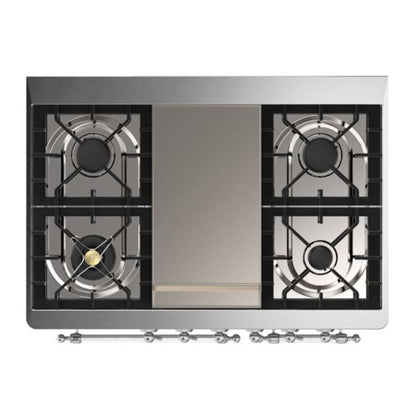 ILVE Majestic II 40 inch Triple Glass Door Natural Gas Dual Fuel Range Chrome Midnight Blue