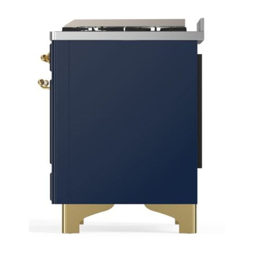 ILVE Majestic II 40 inch Triple Glass Door Natural Gas Dual Fuel Range Brass Midnight Blue
