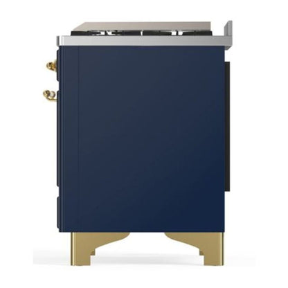 ILVE Majestic II 40 inch Triple Glass Door Natural Gas Dual Fuel Range Brass Midnight Blue