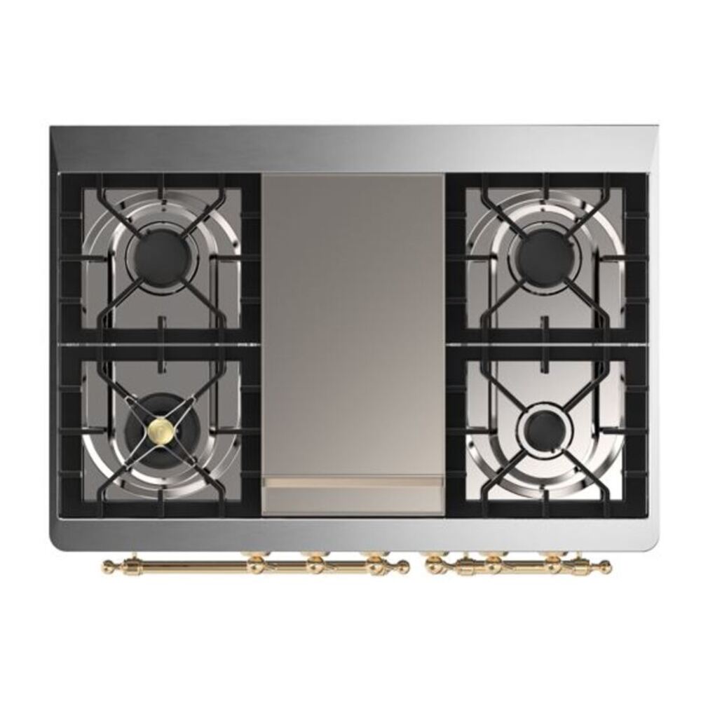 ILVE Majestic II 40 inch Triple Glass Door Natural Gas Dual Fuel Range Brass Midnight Blue