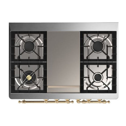 ILVE Majestic II 40 inch Triple Glass Door Natural Gas Dual Fuel Range Brass Midnight Blue