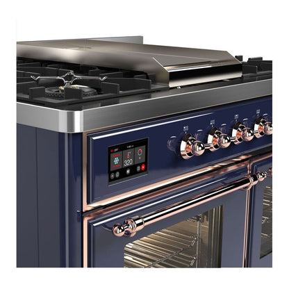 ILVE Majestic II 40 inch Triple Glass Door Natural Gas Dual Fuel Range Copper Midnight Blue