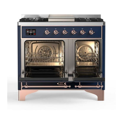 ILVE Majestic II 40 inch Triple Glass Door Natural Gas Dual Fuel Range Copper Midnight Blue