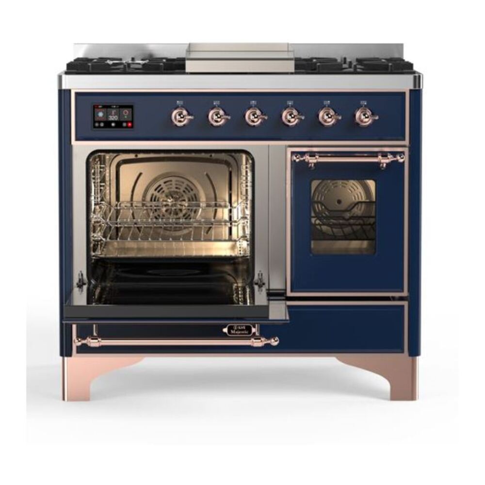 ILVE Majestic II 40 inch Triple Glass Door Natural Gas Dual Fuel Range Copper Midnight Blue