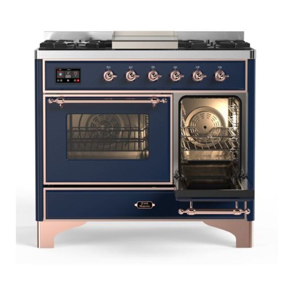 ILVE Majestic II 40 inch Triple Glass Door Natural Gas Dual Fuel Range Copper Midnight Blue