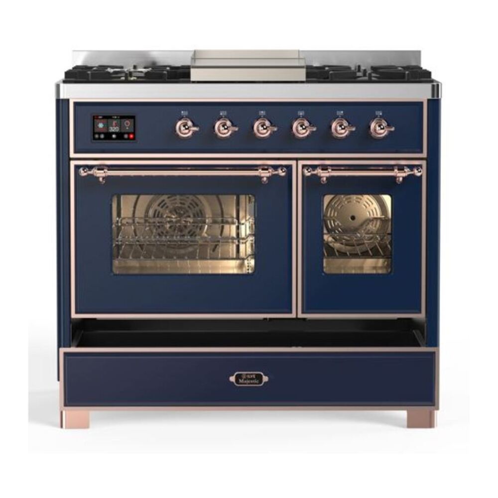 ILVE Majestic II 40 inch Triple Glass Door Natural Gas Dual Fuel Range Copper Midnight Blue