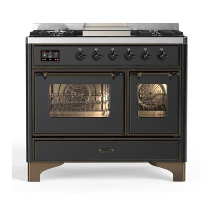 ILVE Majestic II 40 inch Triple Glass Door Natural Gas Dual Fuel Range Burnished Graphite Matte