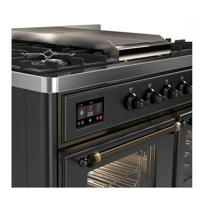 ILVE Majestic II 40 inch Triple Glass Door Natural Gas Dual Fuel Range Burnished Graphite Matte