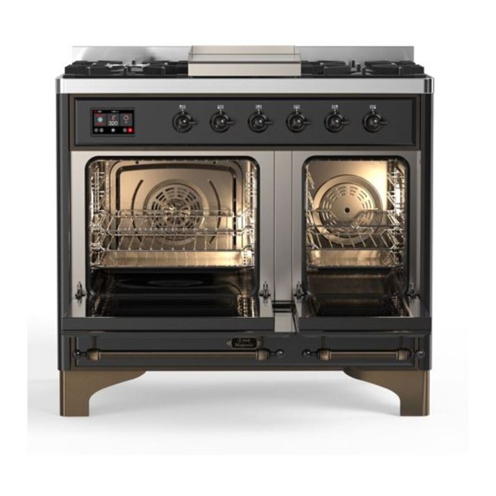 ILVE Majestic II 40 inch Triple Glass Door Natural Gas Dual Fuel Range Burnished Graphite Matte