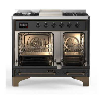 ILVE Majestic II 40 inch Triple Glass Door Natural Gas Dual Fuel Range Burnished Graphite Matte