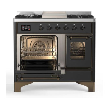 ILVE Majestic II 40 inch Triple Glass Door Natural Gas Dual Fuel Range Burnished Graphite Matte