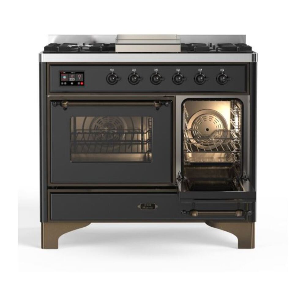 ILVE Majestic II 40 inch Triple Glass Door Natural Gas Dual Fuel Range Burnished Graphite Matte