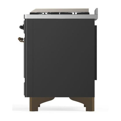 ILVE Majestic II 40 inch Triple Glass Door Natural Gas Dual Fuel Range Burnished Graphite Matte