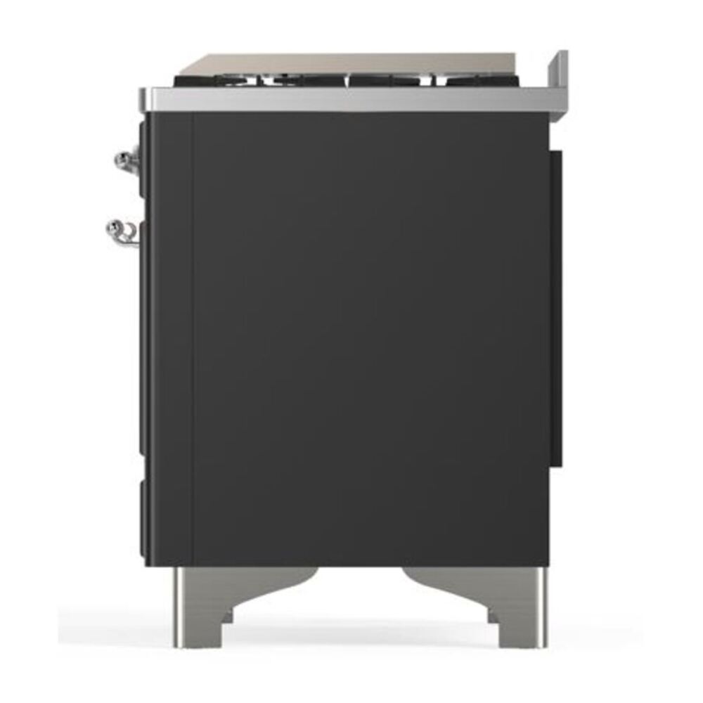 ILVE Majestic II 40 inch Triple Glass Door Natural Gas Dual Fuel Range Chrome Graphite Matte