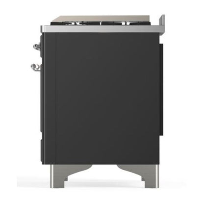 ILVE Majestic II 40 inch Triple Glass Door Natural Gas Dual Fuel Range Chrome Graphite Matte