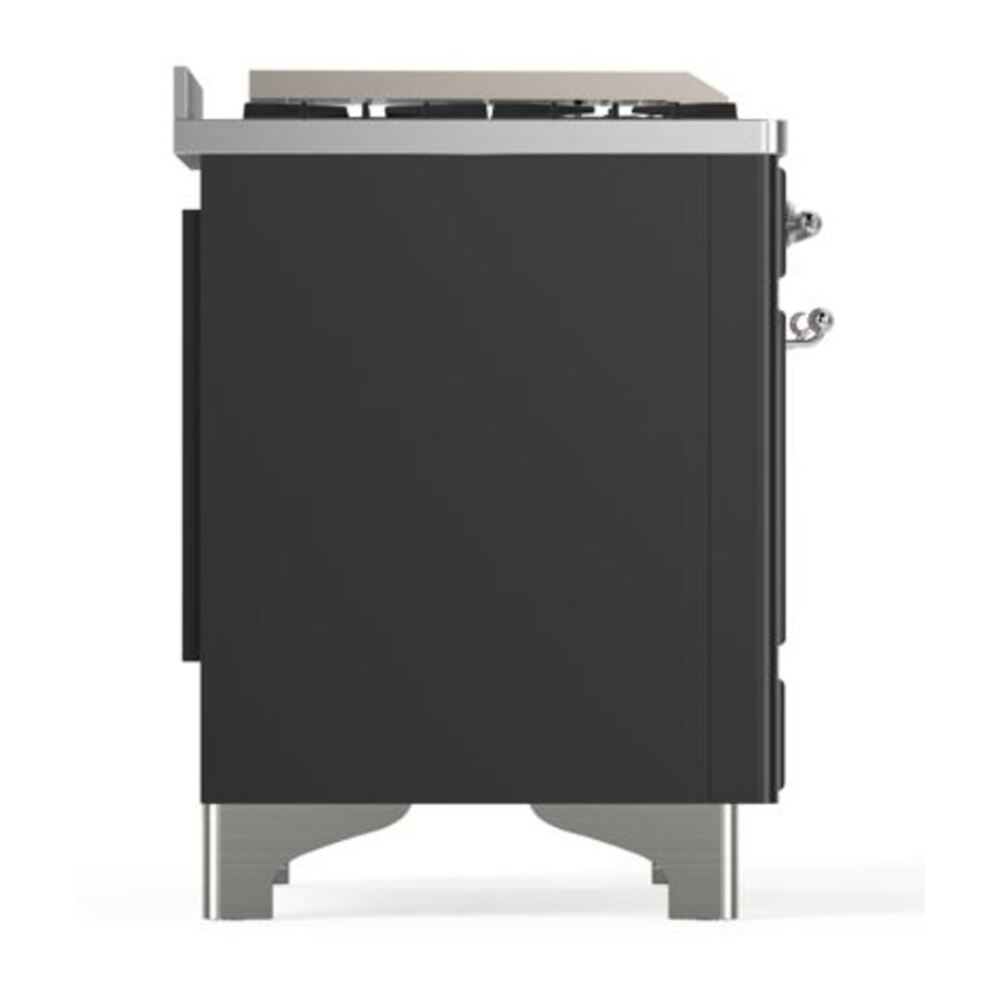 ILVE Majestic II 40 inch Triple Glass Door Natural Gas Dual Fuel Range Chrome Graphite Matte