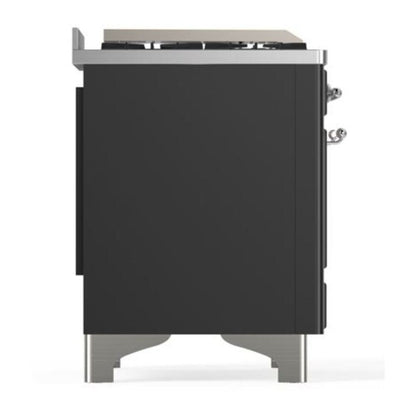 ILVE Majestic II 40 inch Triple Glass Door Natural Gas Dual Fuel Range Chrome Graphite Matte