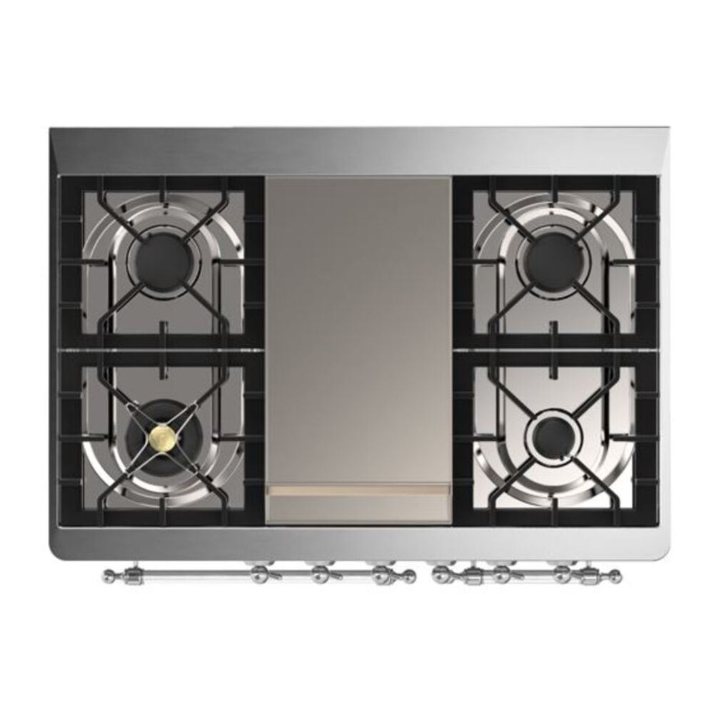 ILVE Majestic II 40 inch Triple Glass Door Natural Gas Dual Fuel Range Chrome Graphite Matte