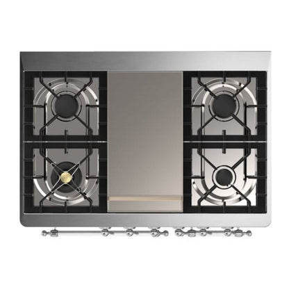 ILVE Majestic II 40 inch Triple Glass Door Natural Gas Dual Fuel Range Chrome Graphite Matte