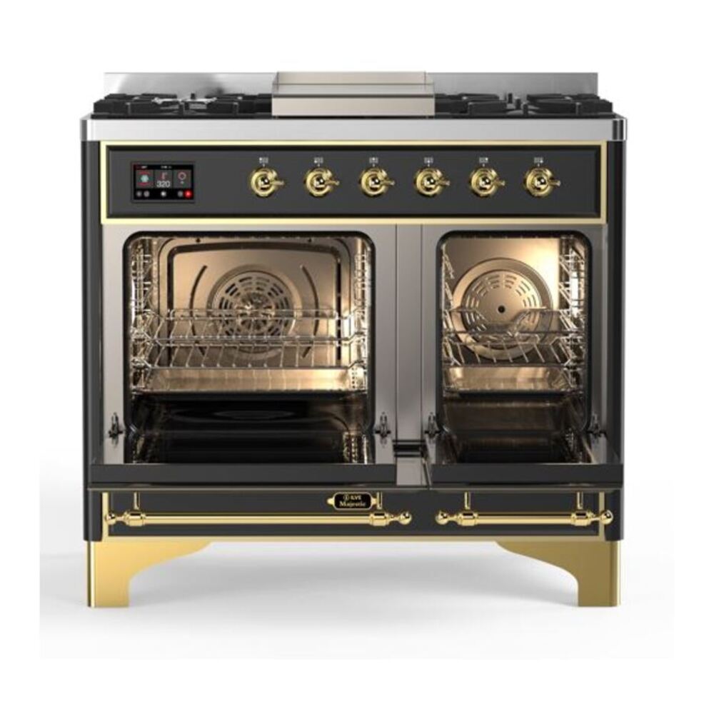 ILVE Majestic II 40 inch Triple Glass Door Natural Gas Dual Fuel Range Brass Graphite Matte