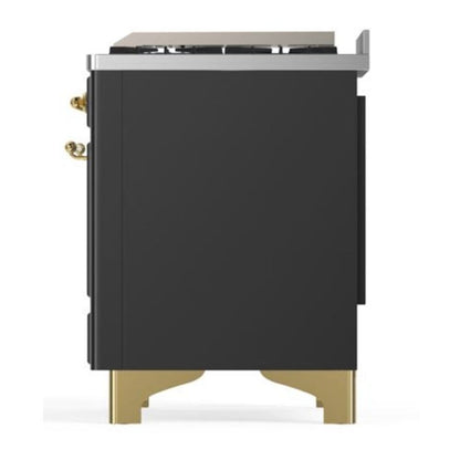 ILVE Majestic II 40 inch Triple Glass Door Natural Gas Dual Fuel Range Brass Graphite Matte