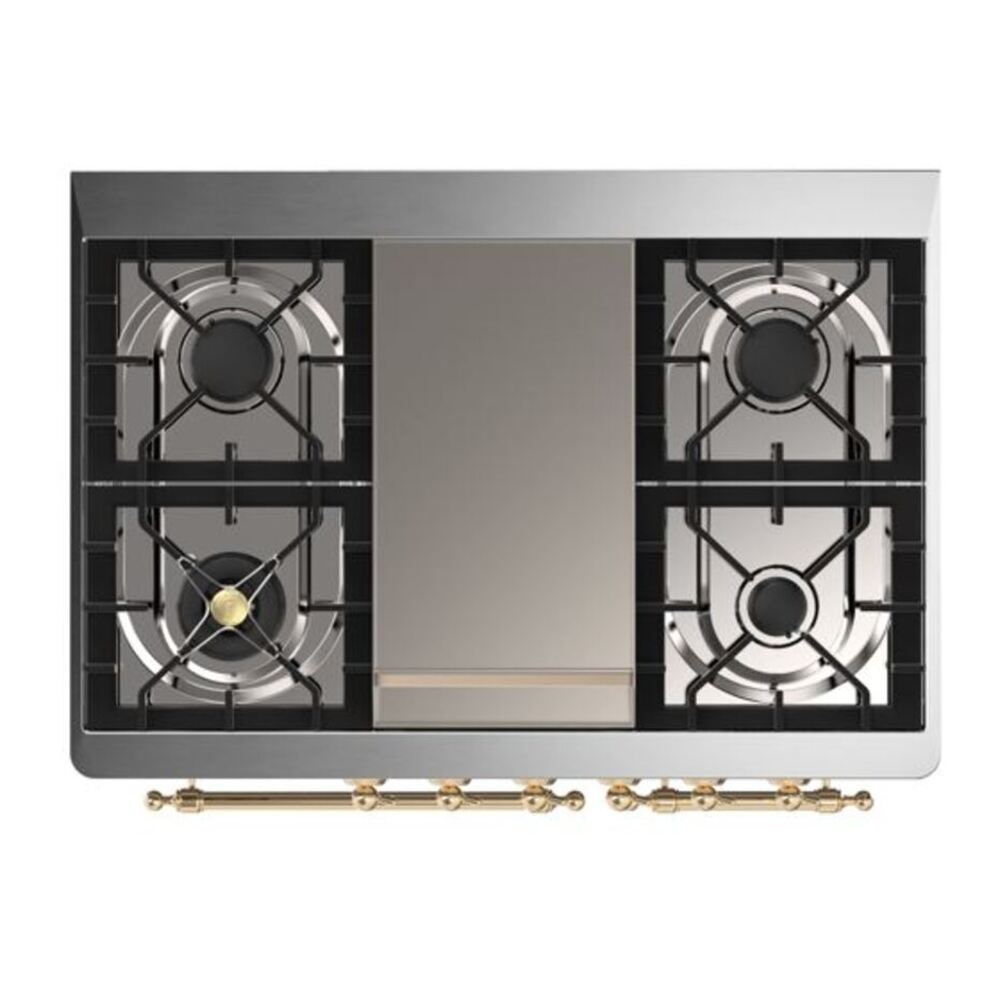 ILVE Majestic II 40 inch Triple Glass Door Natural Gas Dual Fuel Range Brass Graphite Matte