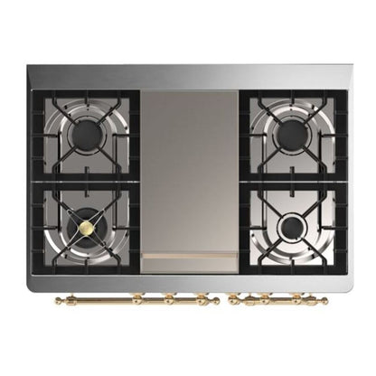 ILVE Majestic II 40 inch Triple Glass Door Natural Gas Dual Fuel Range Brass Graphite Matte