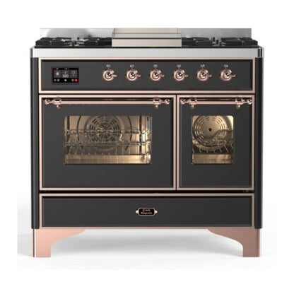 ILVE Majestic II 40 inch Triple Glass Door Natural Gas Dual Fuel Range Copper Graphite Matte