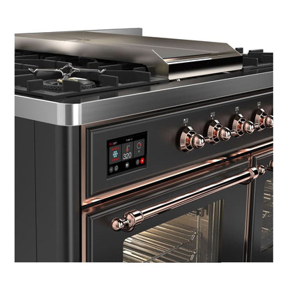 ILVE Majestic II 40 inch Triple Glass Door Natural Gas Dual Fuel Range Copper Graphite Matte