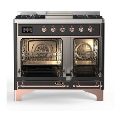 ILVE Majestic II 40 inch Triple Glass Door Natural Gas Dual Fuel Range Copper Graphite Matte