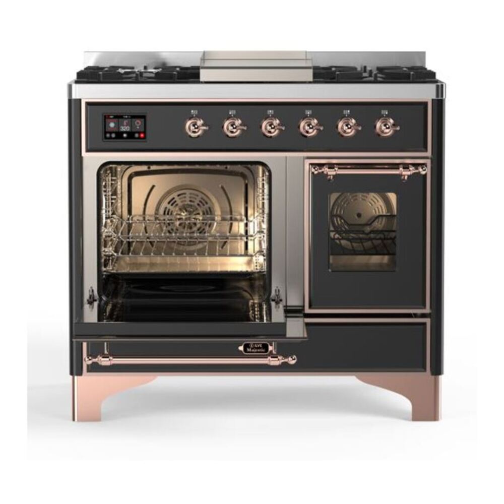 ILVE Majestic II 40 inch Triple Glass Door Natural Gas Dual Fuel Range Copper Graphite Matte