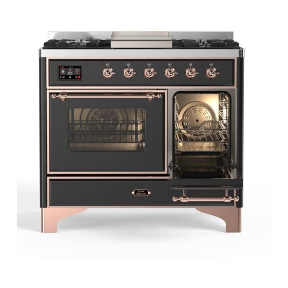 ILVE Majestic II 40 inch Triple Glass Door Natural Gas Dual Fuel Range Copper Graphite Matte