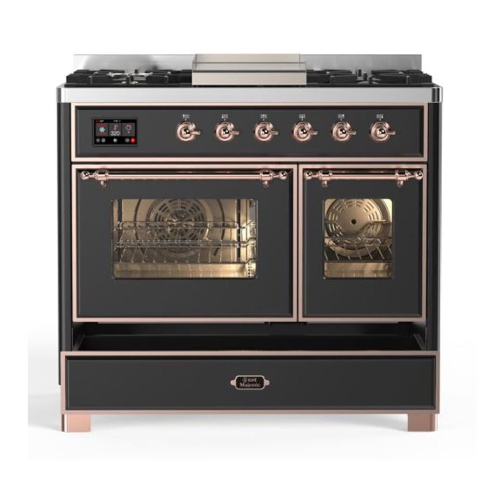 ILVE Majestic II 40 inch Triple Glass Door Natural Gas Dual Fuel Range Copper Graphite Matte