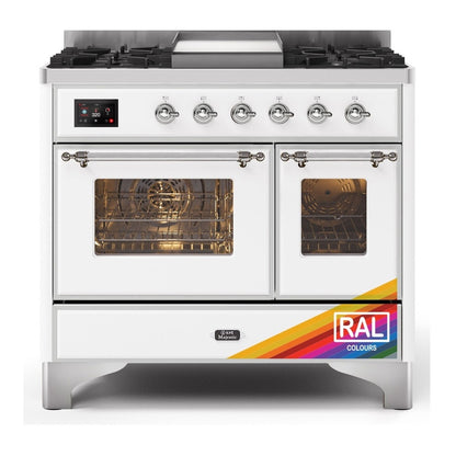 ILVE Majestic II 40 inch Triple Glass Door Natural Gas Dual Fuel Range Chrome RAL