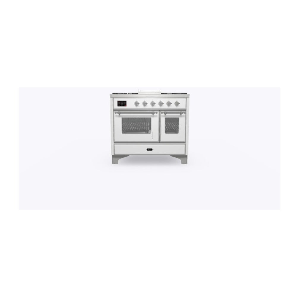 ILVE Majestic II 40 inch Triple Glass Door Natural Gas Dual Fuel Range Chrome RAL